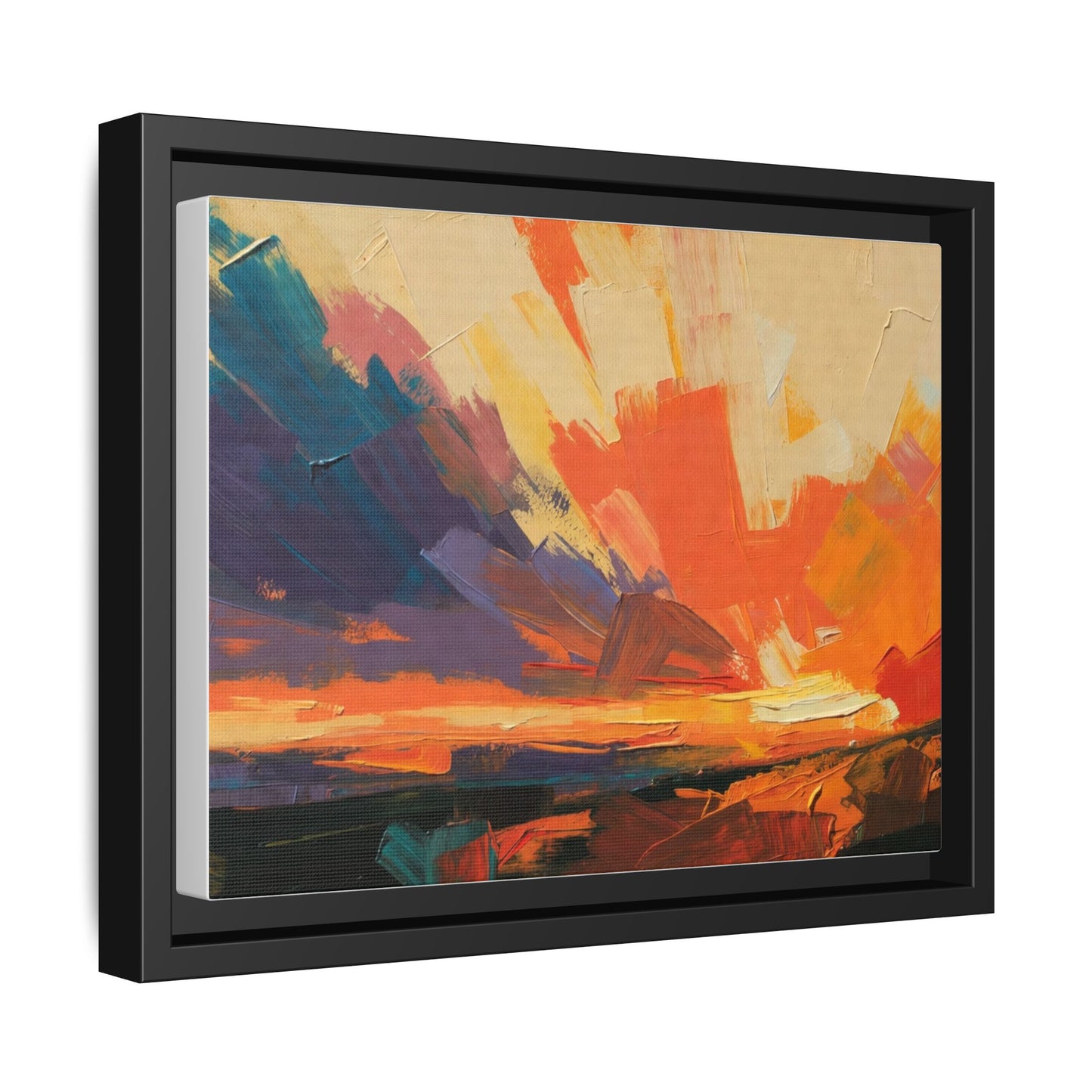 Framed Abstract Sunset Canvas Art – Multicolor Matte Wall Decor
