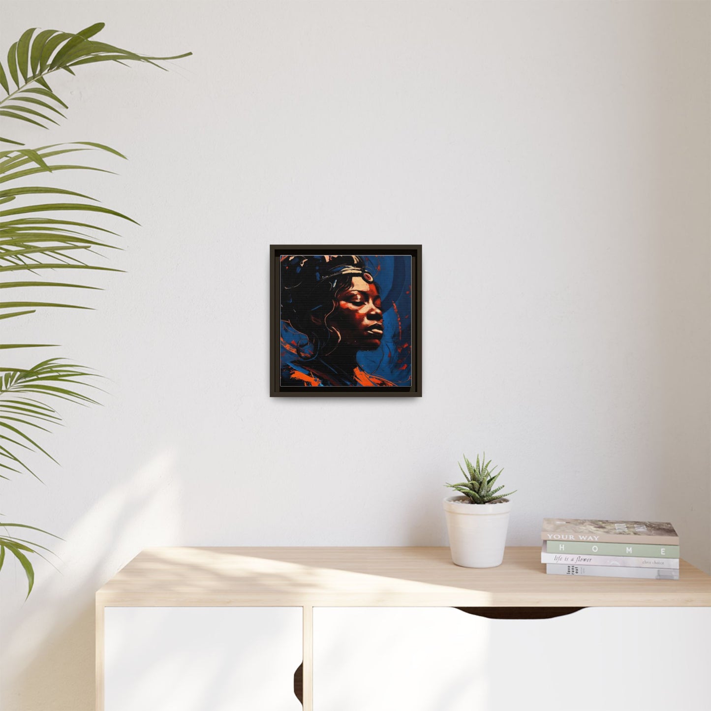 Framed Matte Canvas Art - Vibrant Portrait of a Black Woman (Multi-Color)