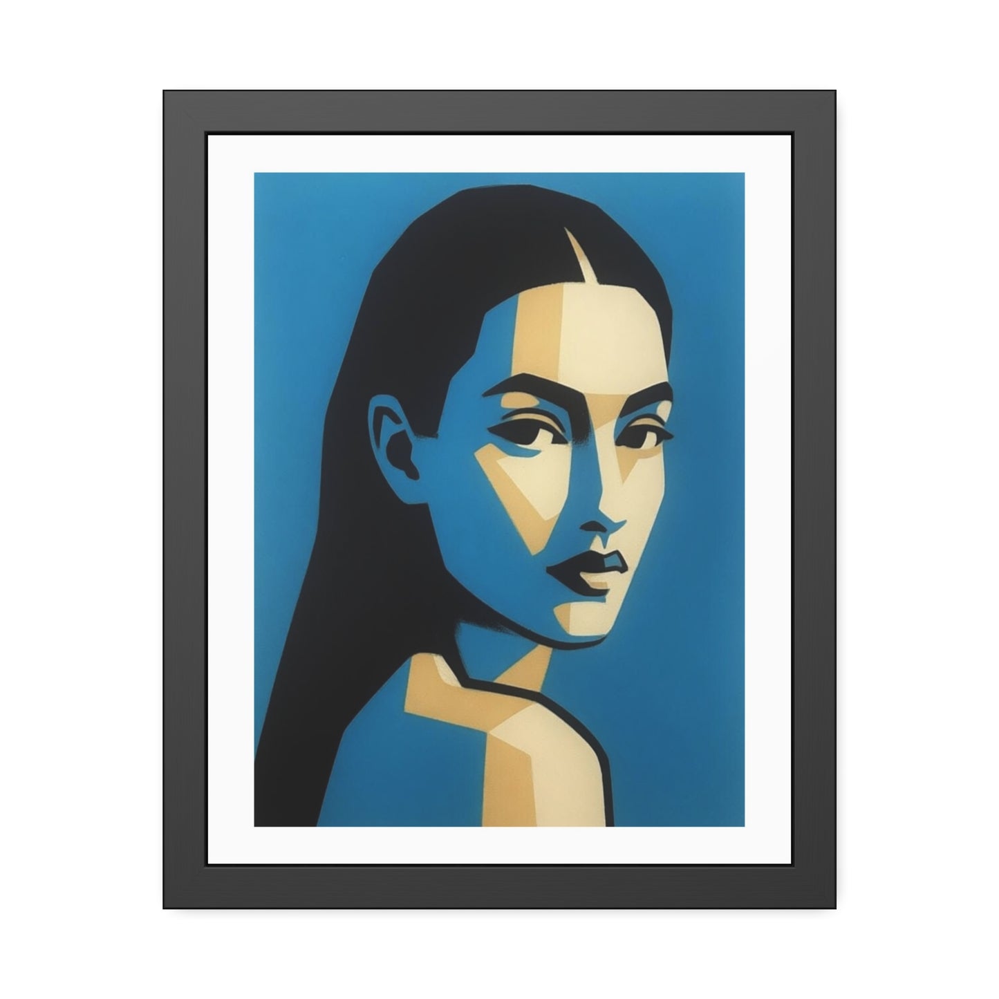 Framed Art Print — Blue Pop Portrait Poster