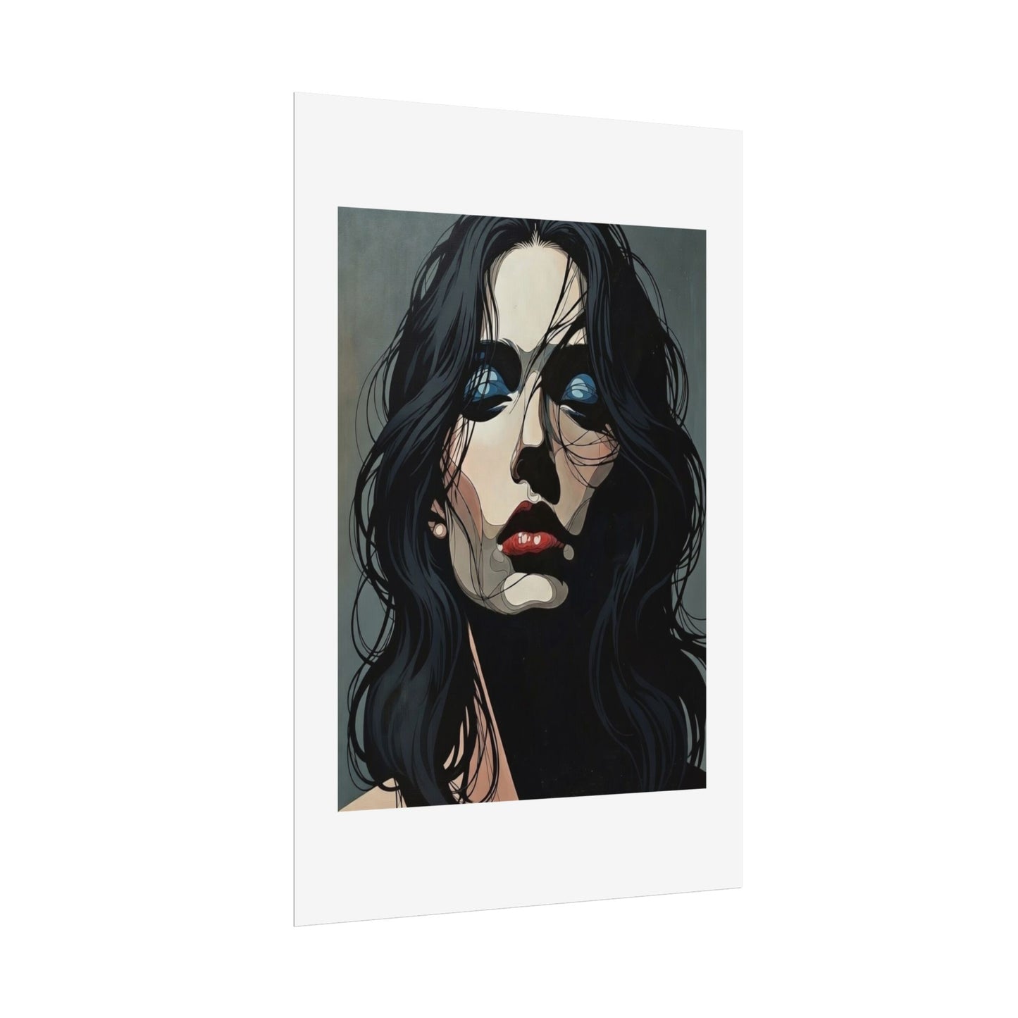 Rolled Poster — Moody Portrait Art Print (Dark Femme, Blue Eyeshadow)