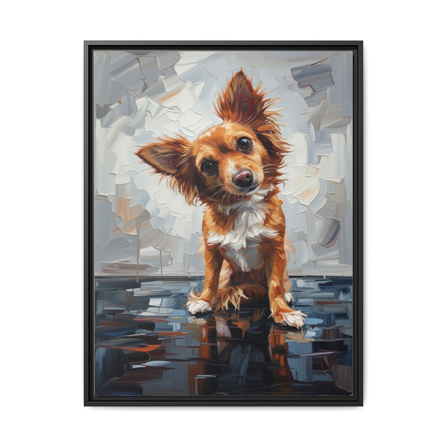 Framed Matte Canvas Print — Playful Brown Dog Portrait