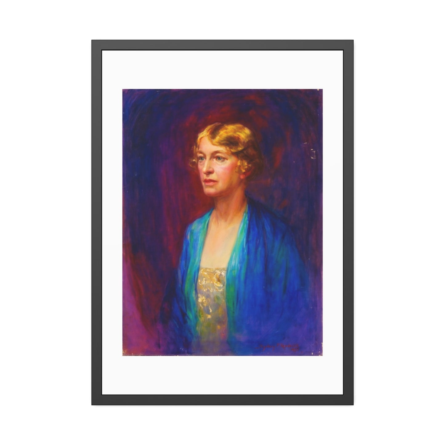 Framed Portrait Poster — Vintage Woman Oil-Style Art Print