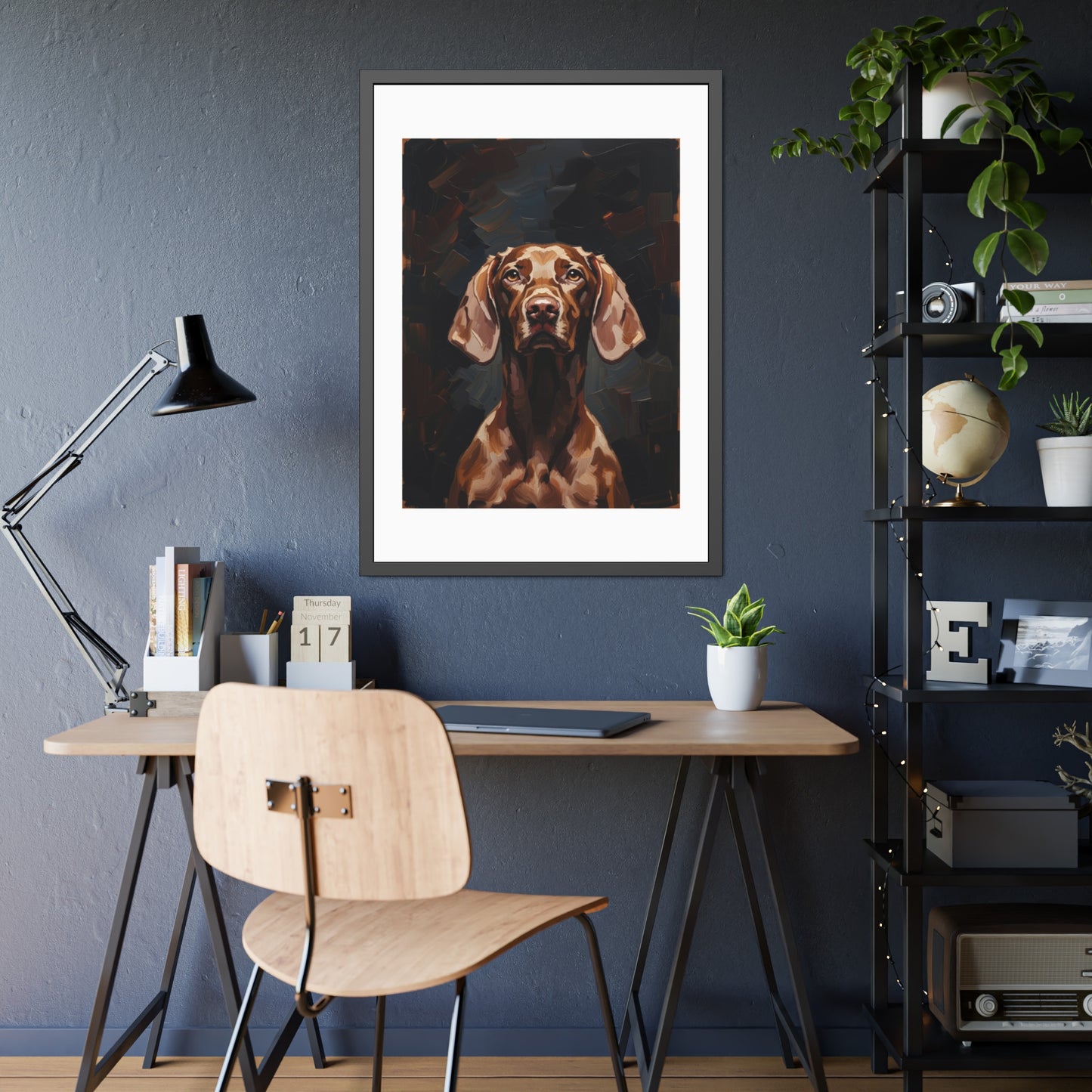 Chocolate Vizsla Dog Framed Paper Posters