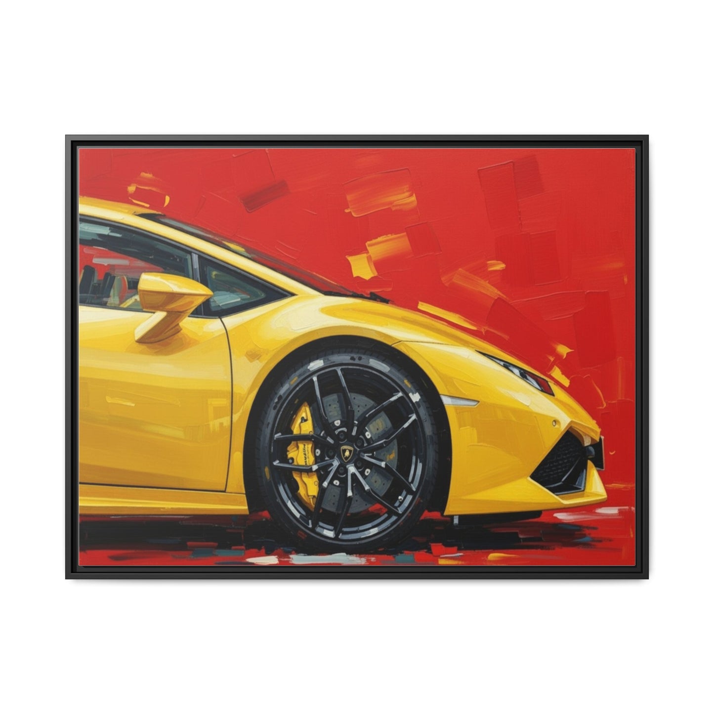 Yellow Sports Car Matte Canvas Print — Framed Automotive Wall Art