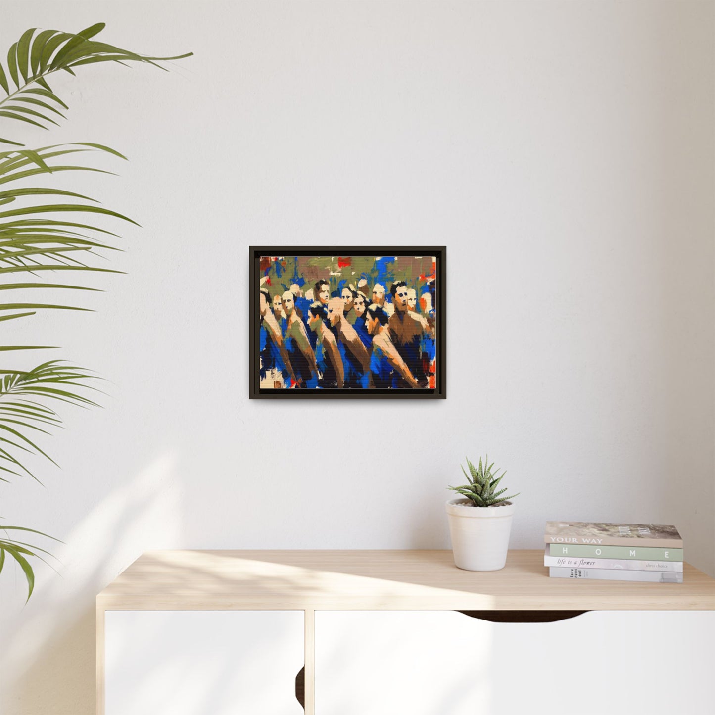 Abstract Crowd Matte Canvas Print — Framed Multi-Color Wall Art