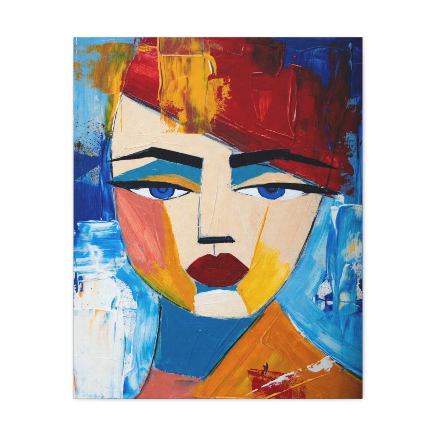Abstract Colorful Face Matte Canvas Print — Modern Pop Art Portrait
