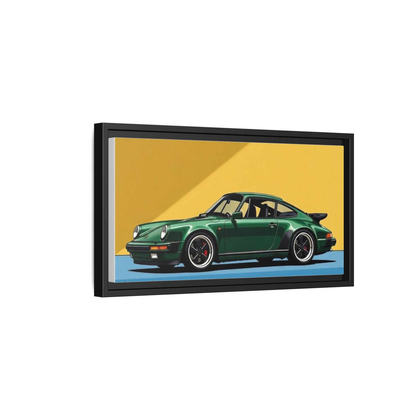 Framed Matte Canvas — Green Sports Car Wall Art