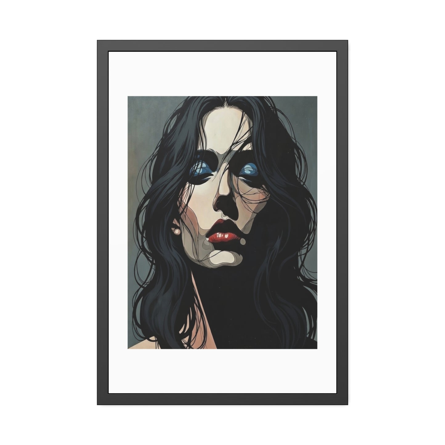 Framed Poster — Moody Portrait Art Print (Dark Feminine Wall Decor)