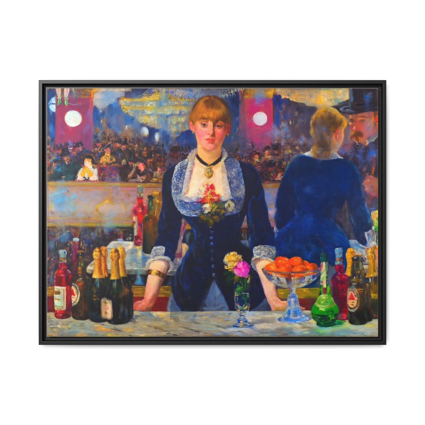 Framed Matte Canvas Print — Vintage Parisian Bar Scene