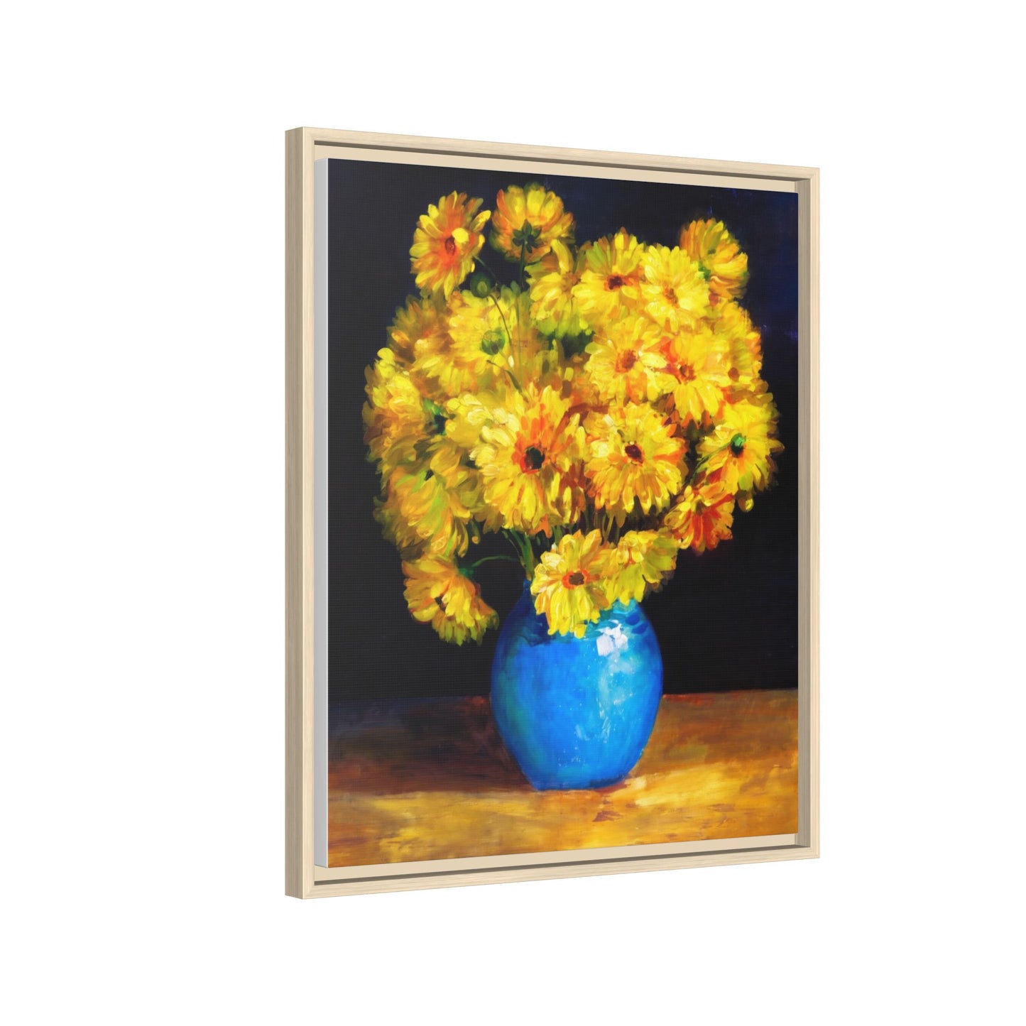 Yellow Daisy Bouquet Matte Canvas Framed Wall Art