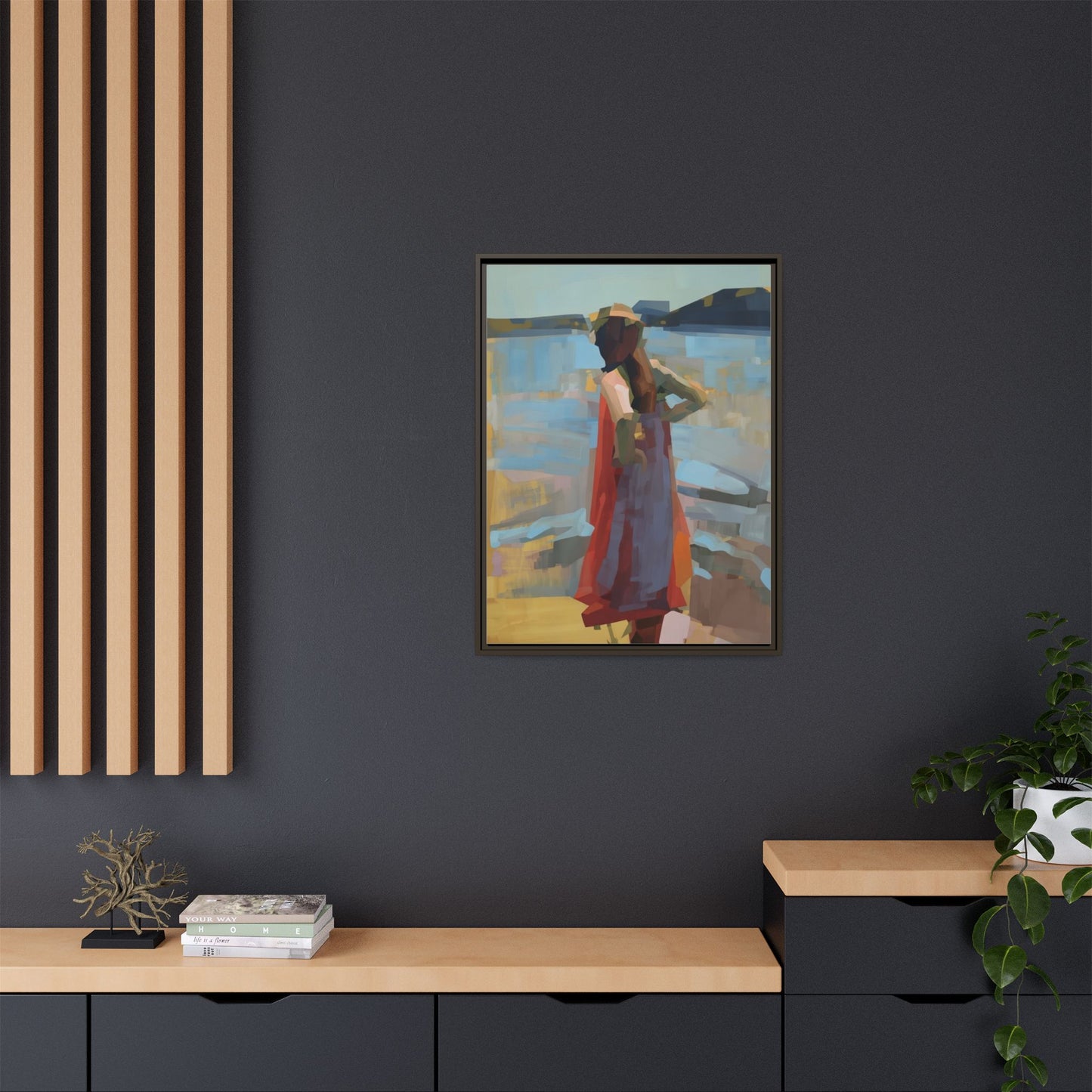 Framed Matte Canvas Print — Coastal Woman Abstract Art