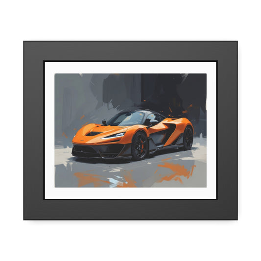 Framed Sports Car Poster — Orange Supercar Art Print