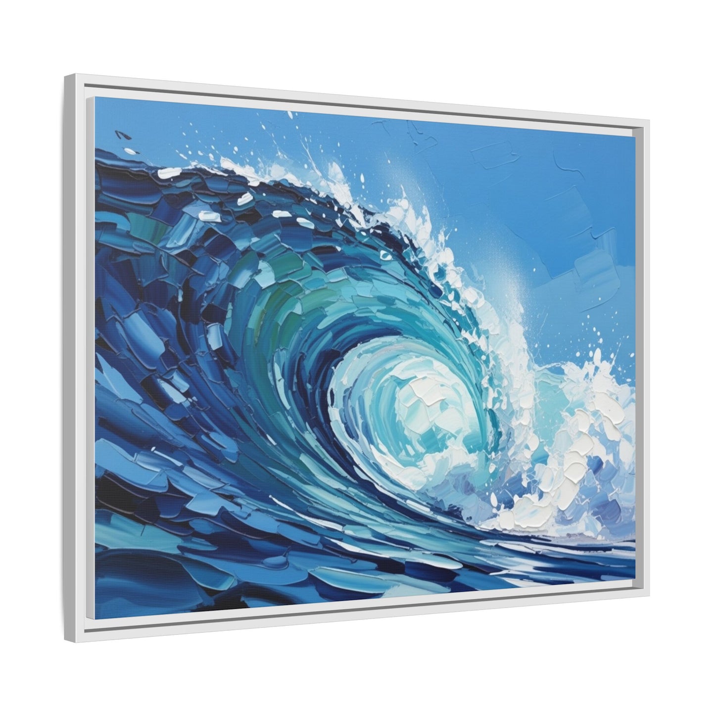 Framed Matte Canvas Wave Art — Blue Ocean Surf Wall Decor