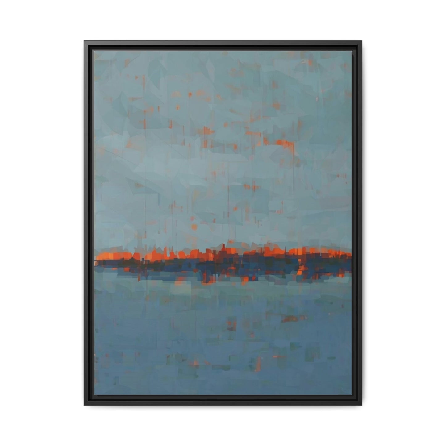 Framed Canvas Art — Teal & Orange Abstract Seascape