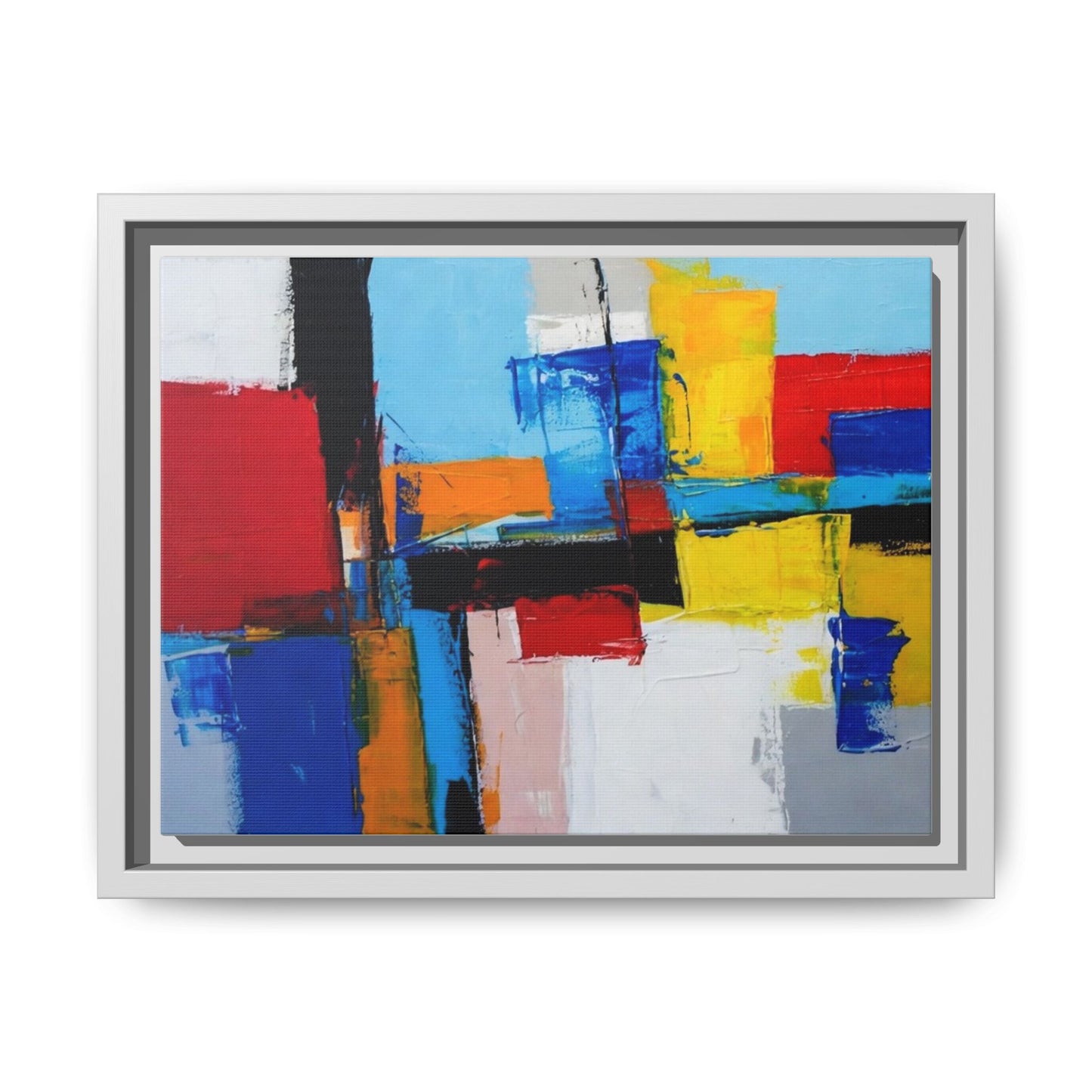 Abstract Color Block Matte Canvas Framed Wall Art