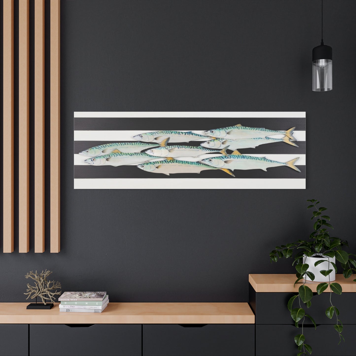 Striped Mackerel School Matte Canvas Print