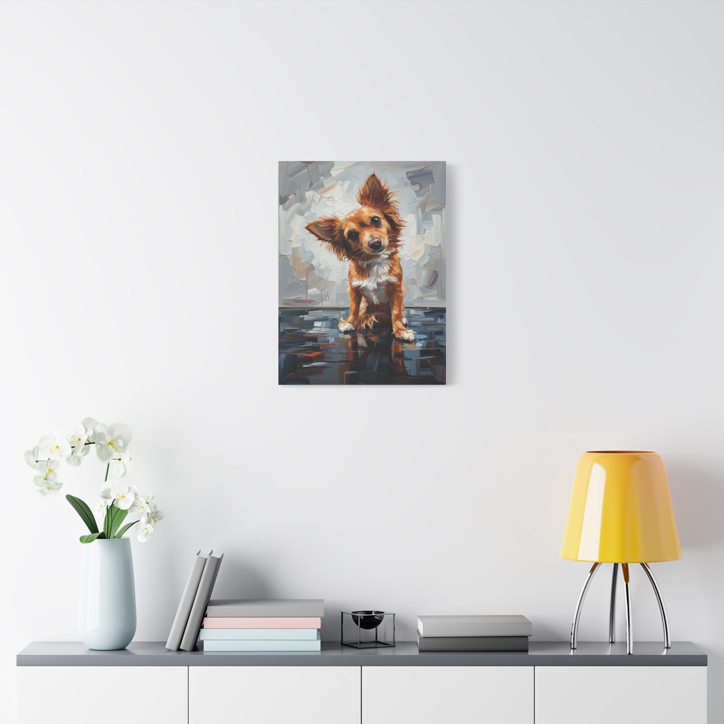 Charming Chihuahua Canvas Print — Whimsical Dog Portrait Wall Art