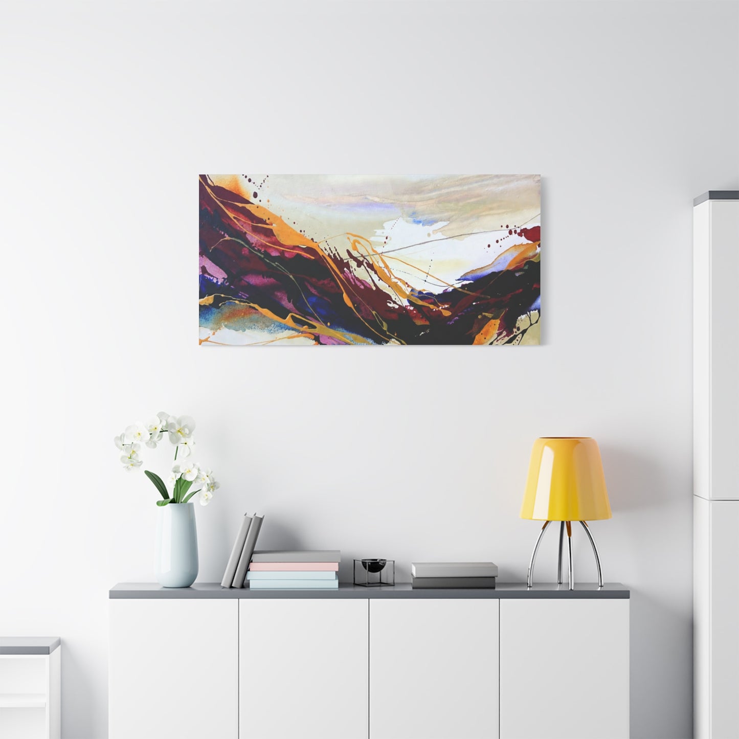 Abstract Color Flow Matte Stretched Canvas – Vibrant Modern Wall Art