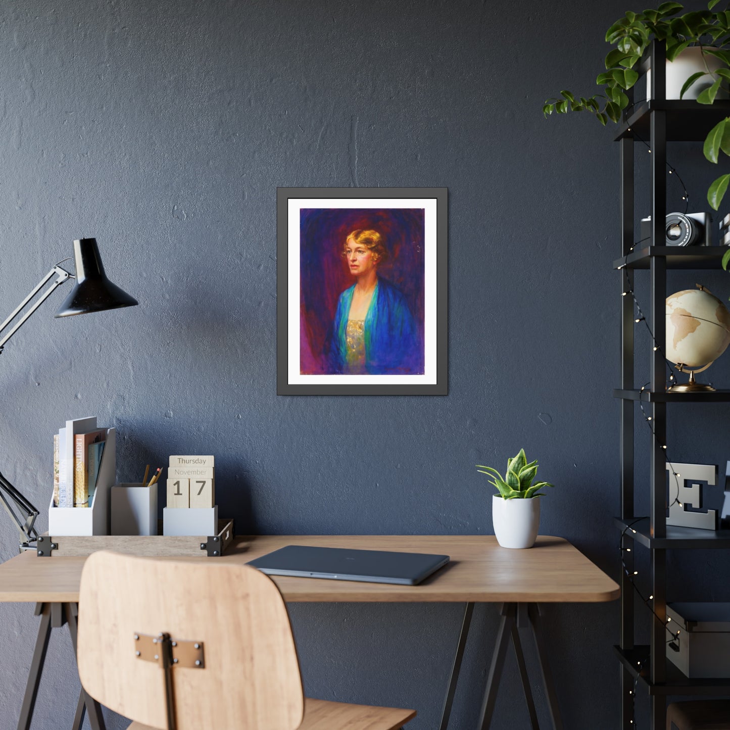 Framed Portrait Poster — Vintage Woman Oil-Style Art Print