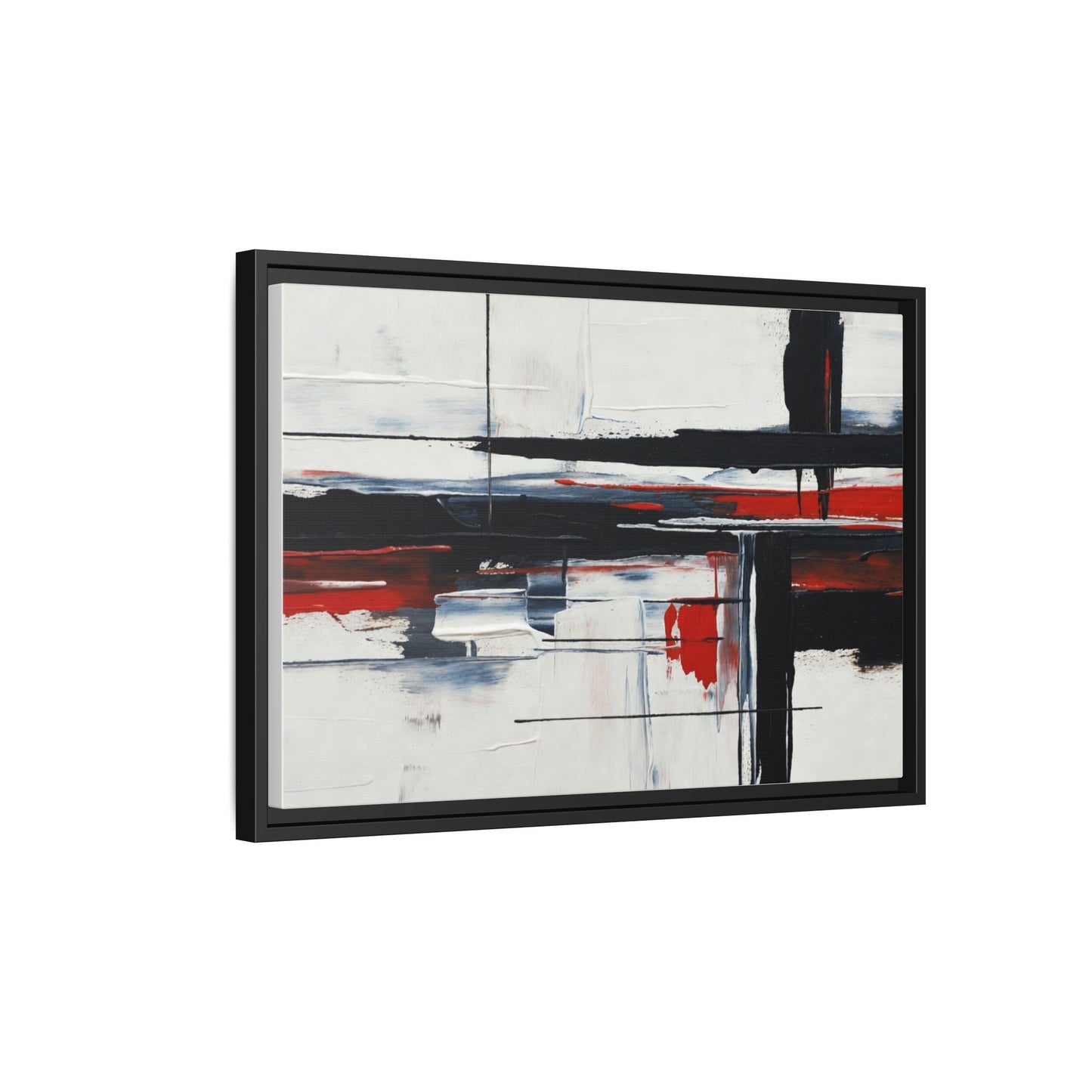 Abstract Red & Black Framed Canvas Art — Modern Matte Wall Painting