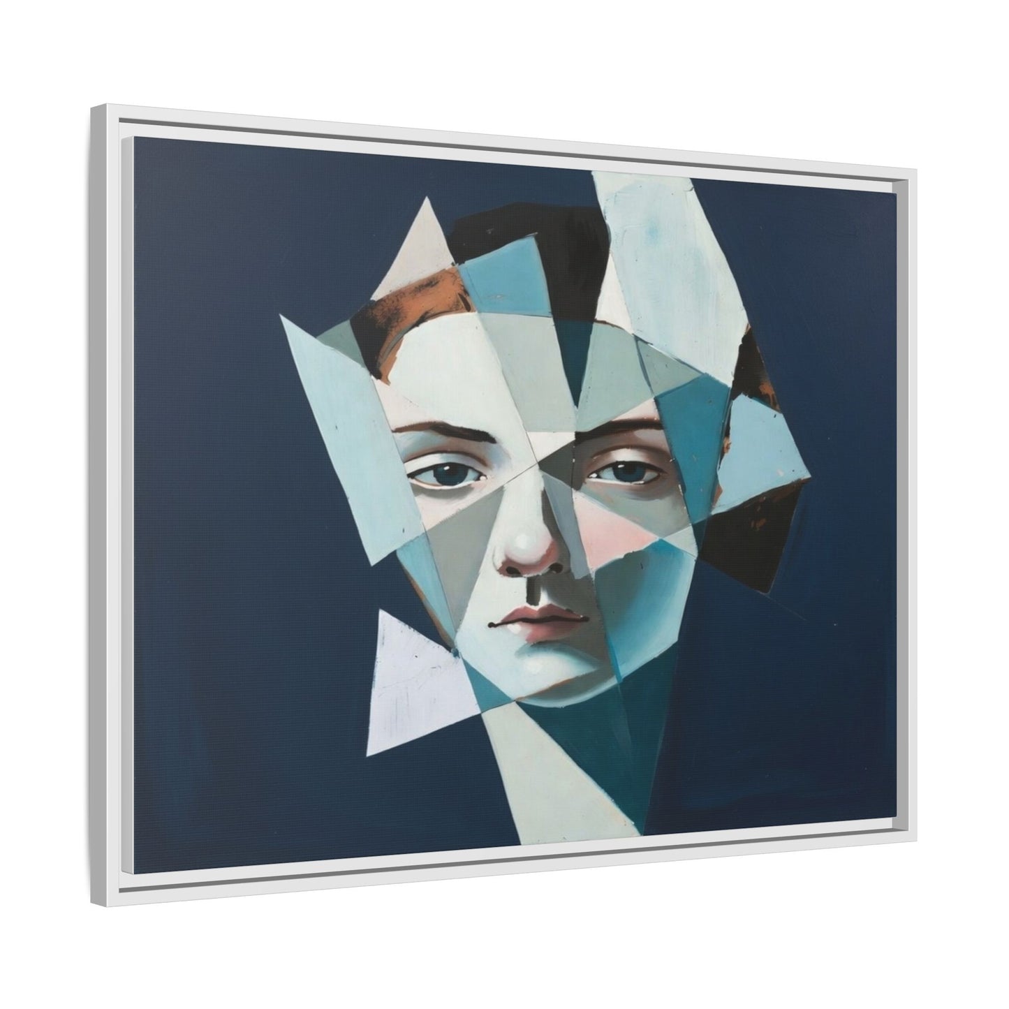 Abstract Fragmented Portrait Matte Canvas (Framed)