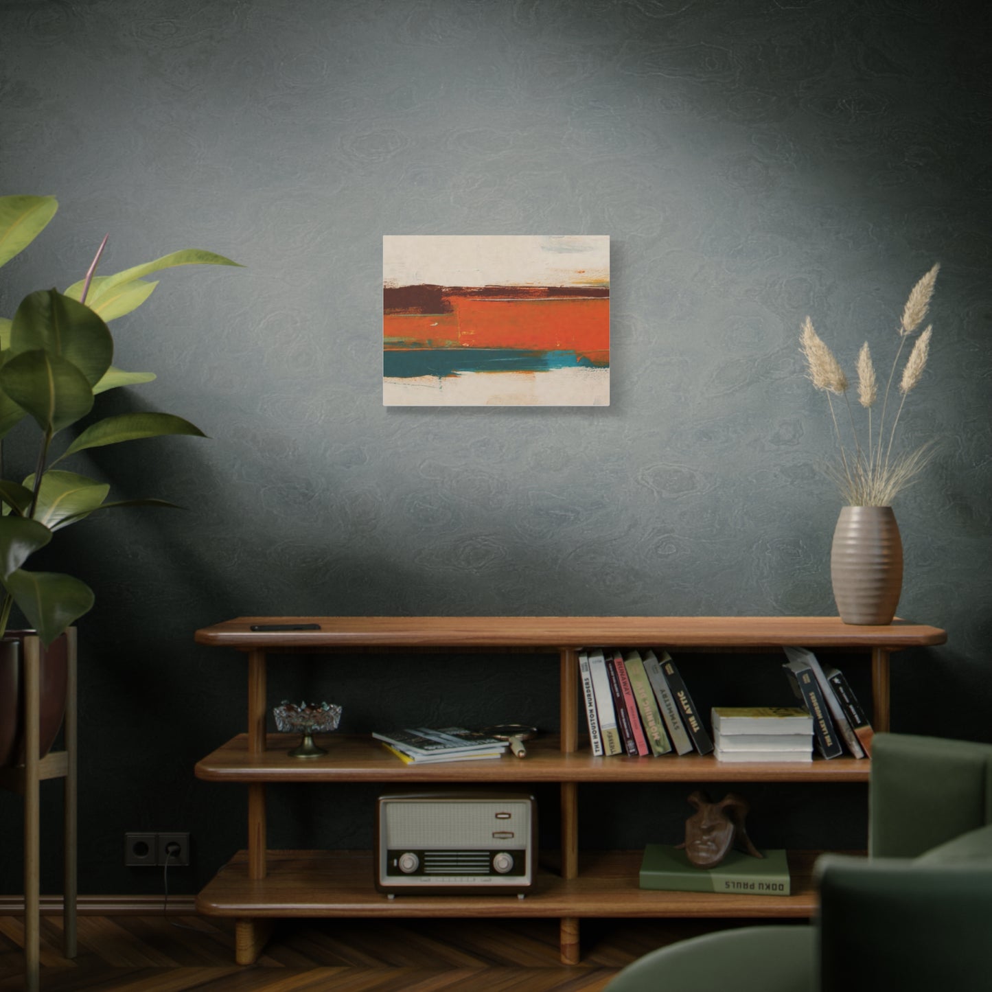 Abstract Orange & Teal Matte Canvas Wall Art — Stretched 1.25"