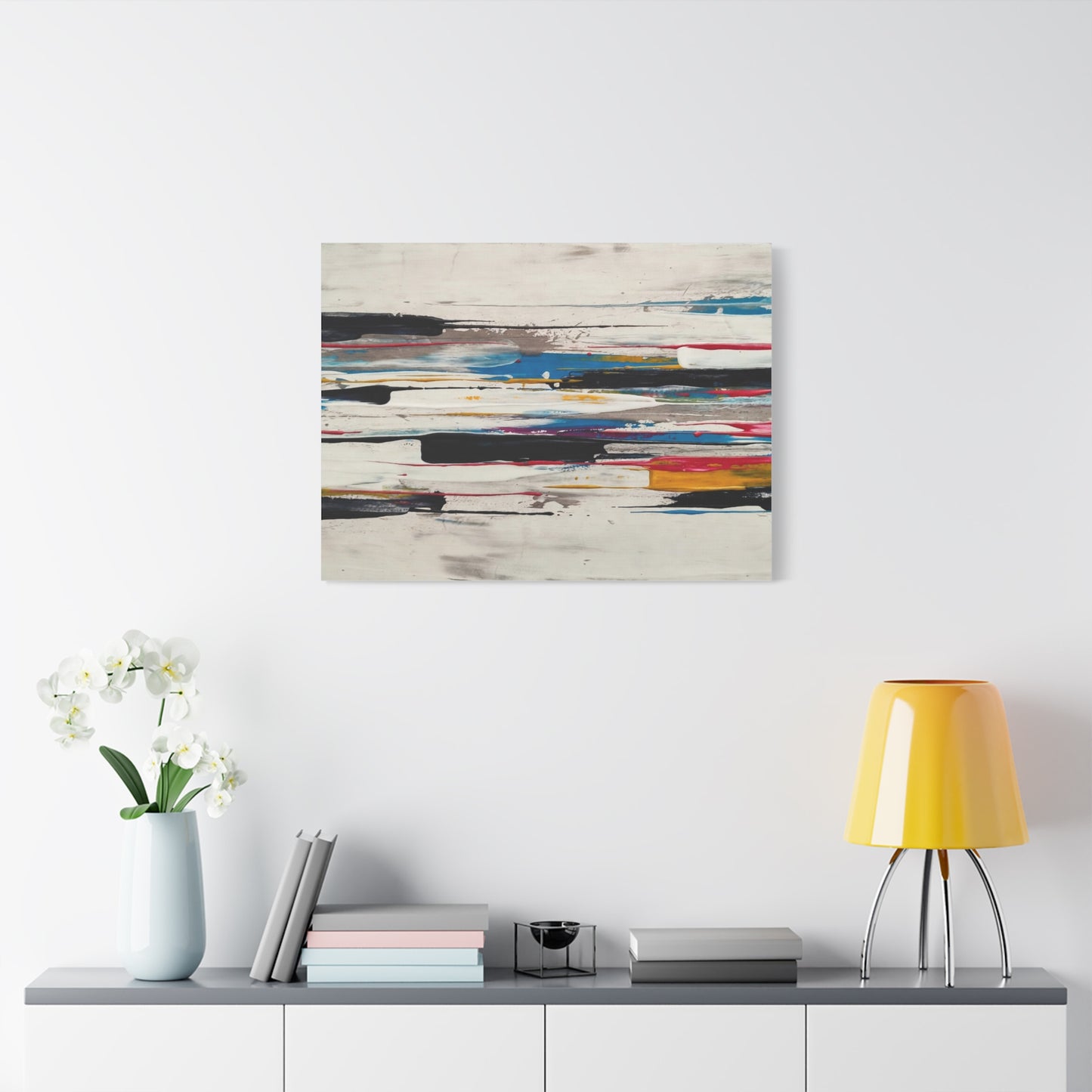 Abstract Color Streaks Matte Canvas Print — Modern Horizontal Wall Art
