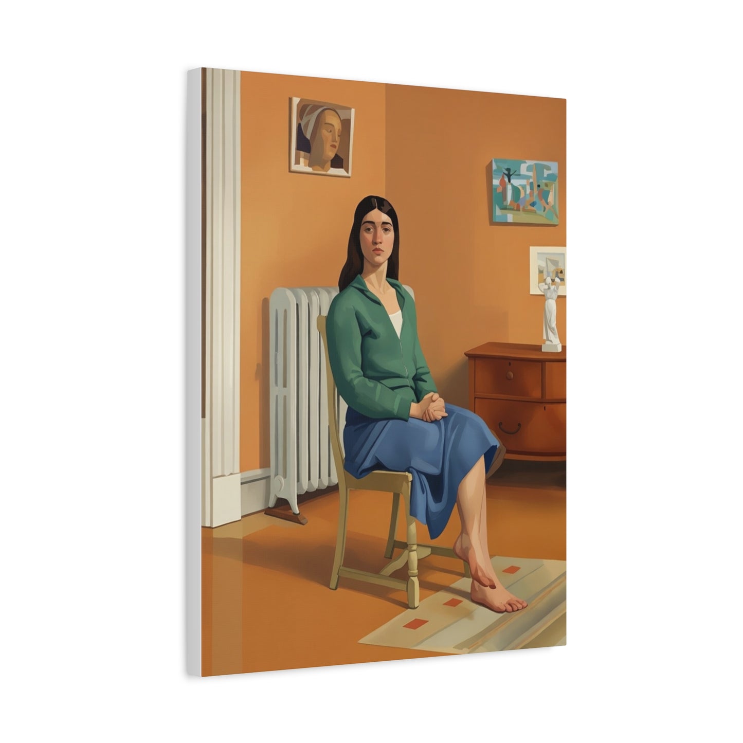 Portrait Canvas Print — Seated Woman Matte Stretched Wall Art