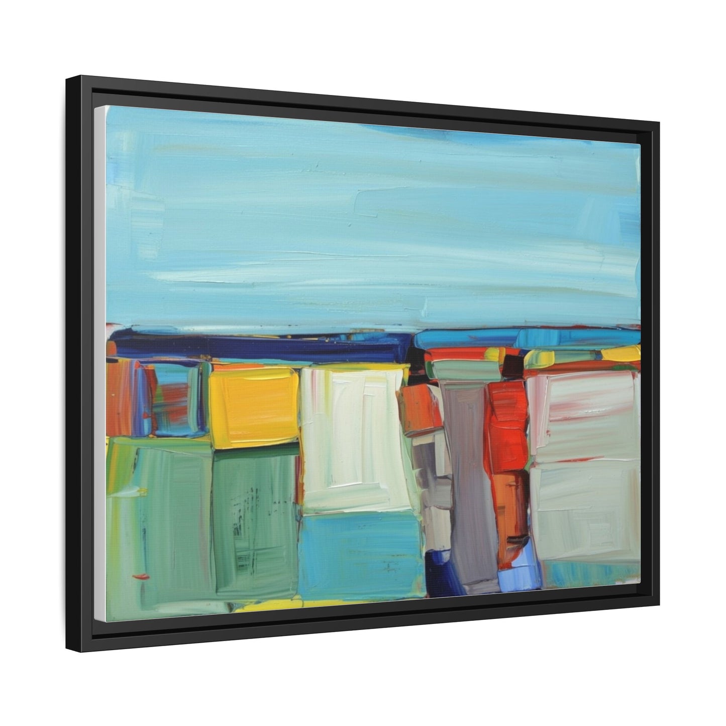Abstract Coastal Blocks Matte Canvas Print (Framed)