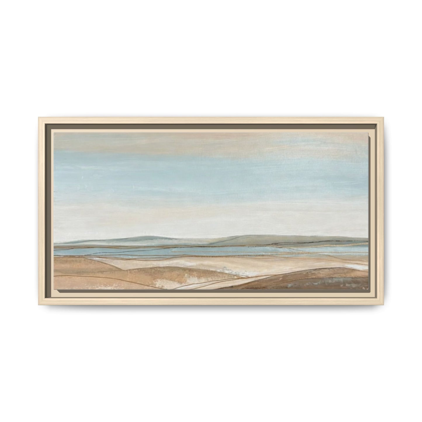 Framed Abstract Landscape Matte Canvas — Serene Coastal Horizon Wall Art