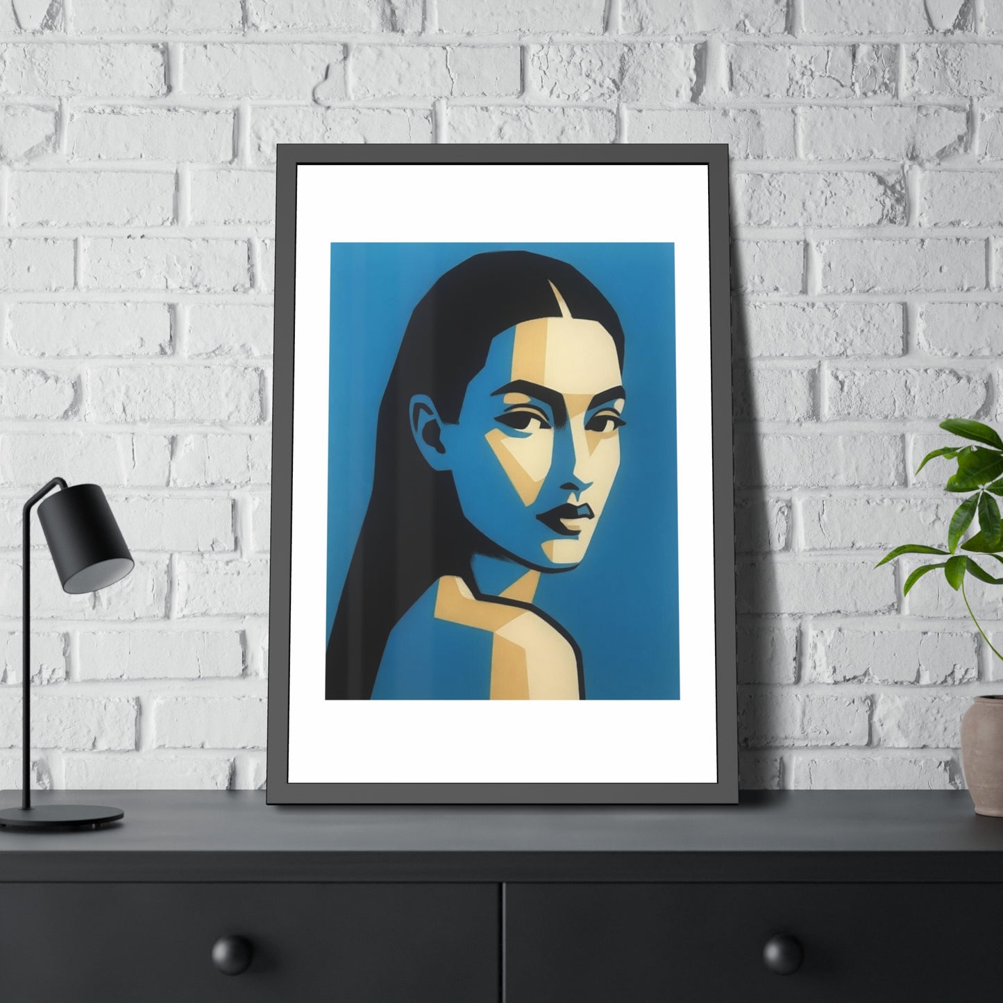 Framed Art Print — Blue Pop Portrait Poster