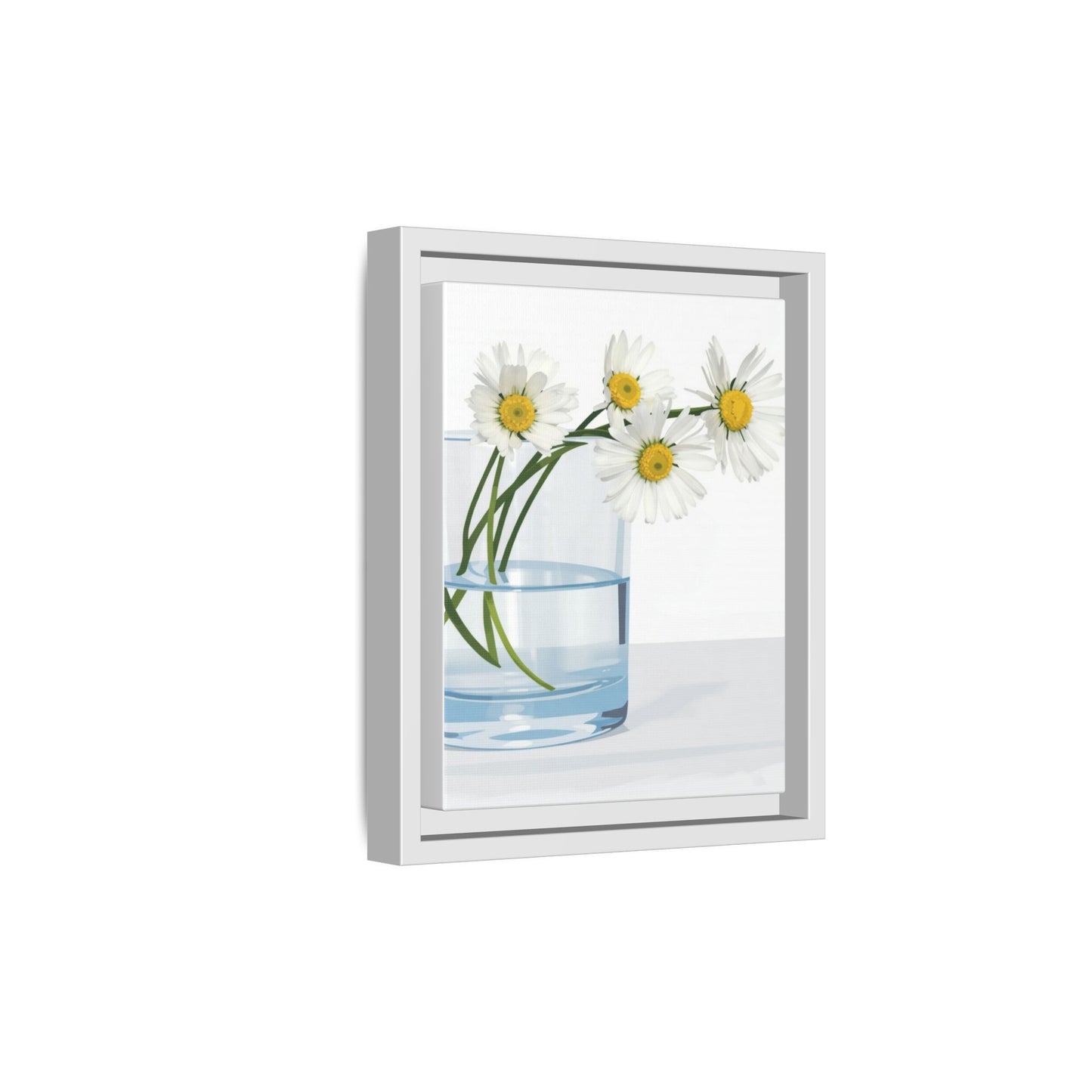Framed Daisy Canvas Print — Minimal Botanical Wall Art