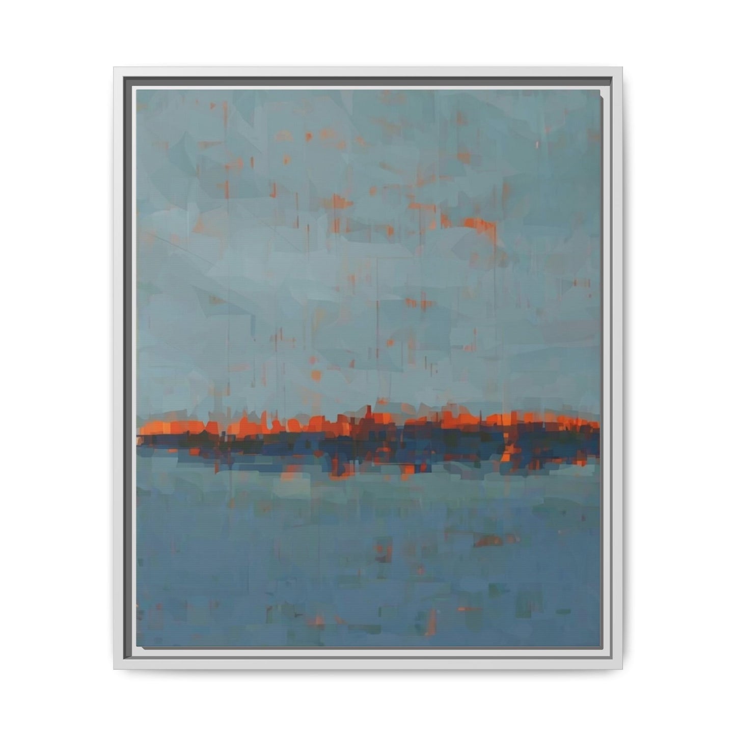 Framed Canvas Art — Teal & Orange Abstract Seascape