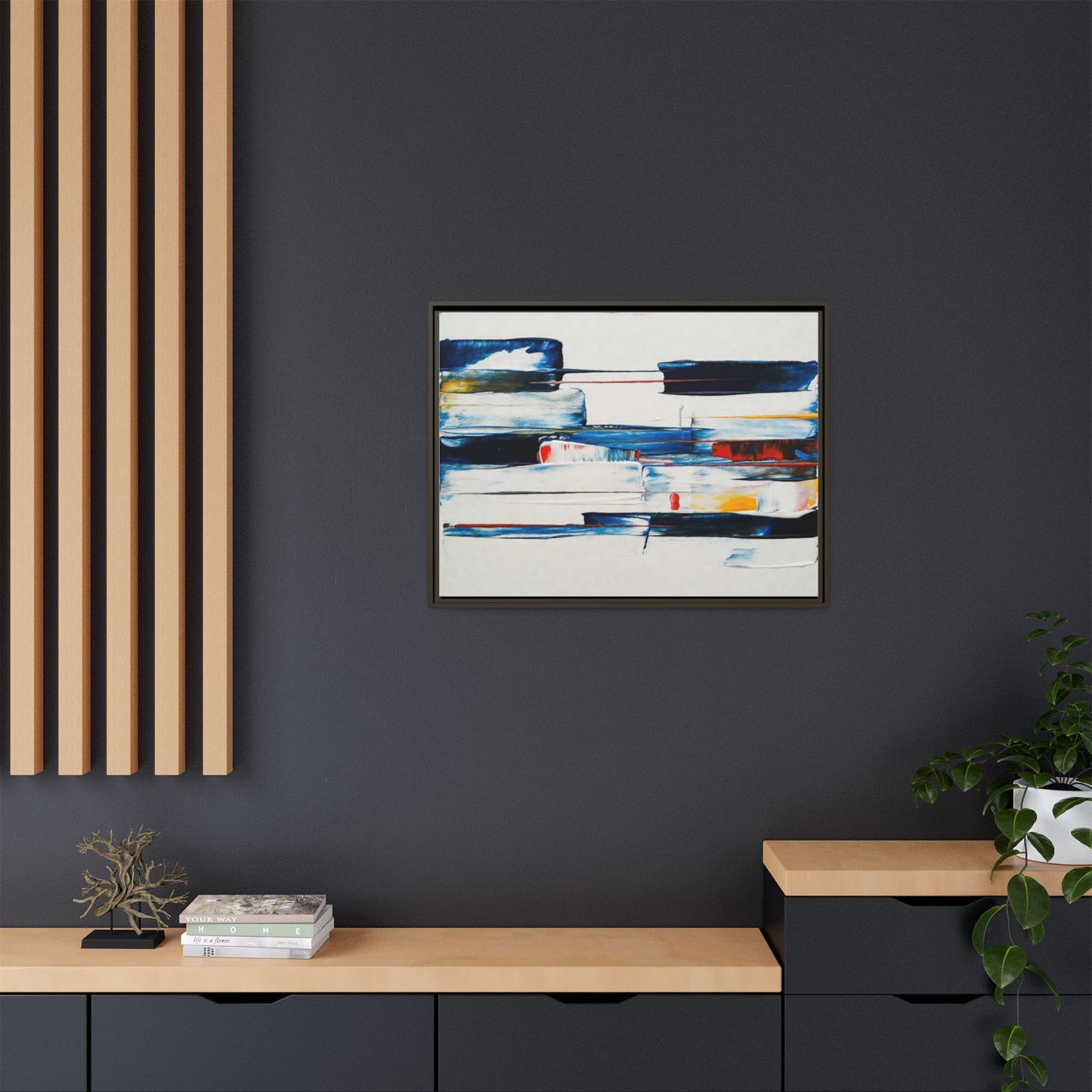 Abstract Coastal Brushstrokes Framed Canvas Print