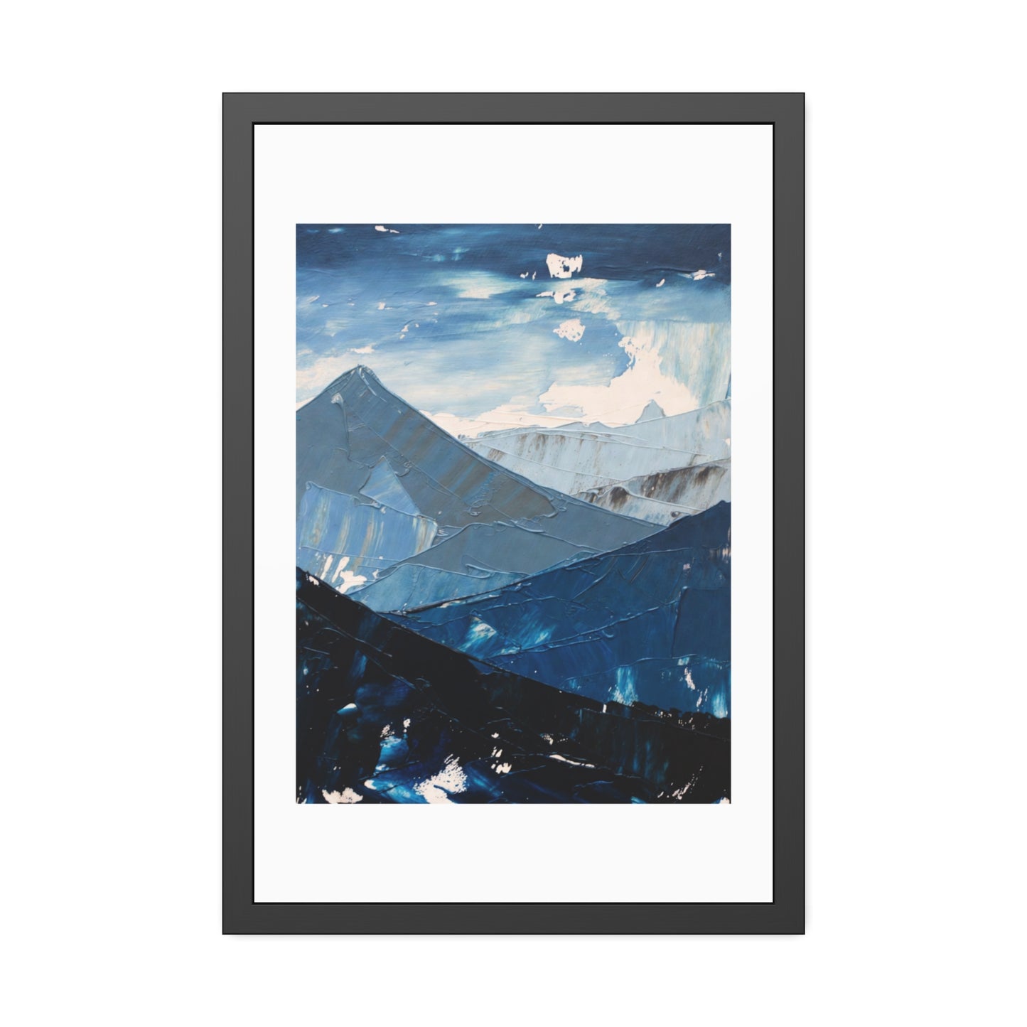 Blue Mountain Abstract Framed Poster — Scenic Wall Art Print