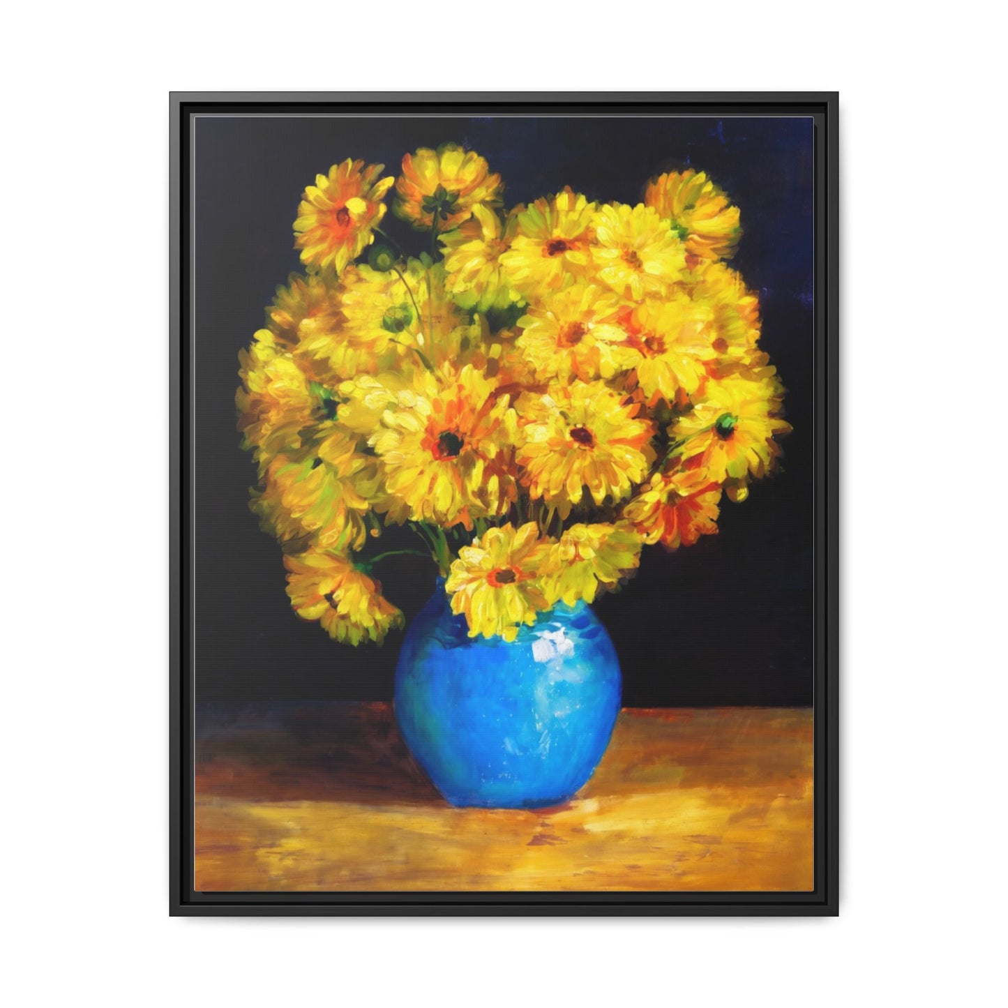 Yellow Daisy Bouquet Matte Canvas Framed Wall Art