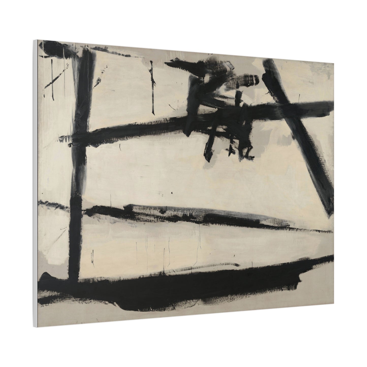 Painting Number 2 by Franz Kline Abstract Black and White Stretched Canvas Art – Matte Wall Decor