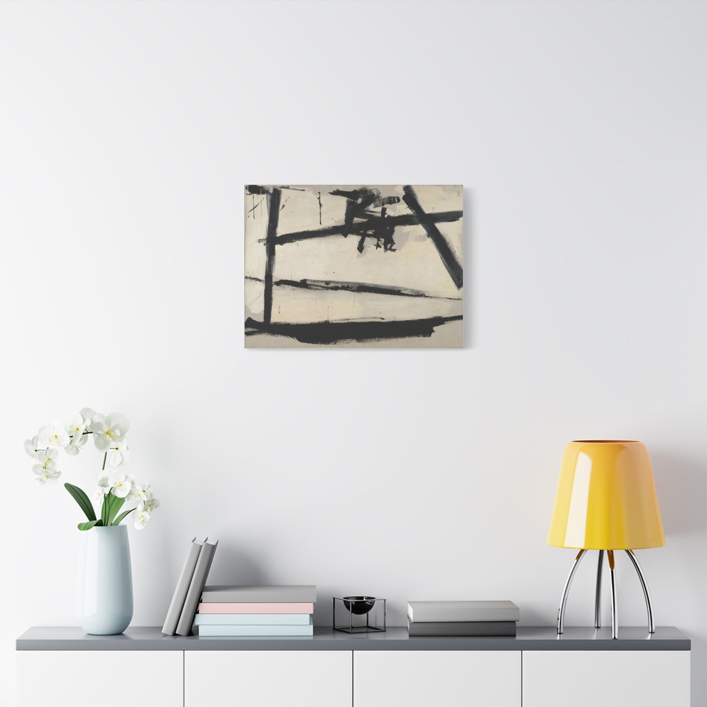 Painting Number 2 by Franz Kline Abstract Black and White Stretched Canvas Art – Matte Wall Decor