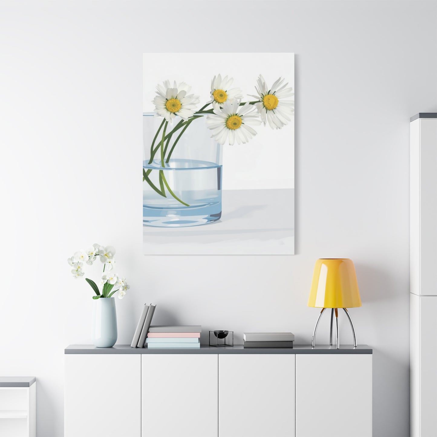 Daisy Glass Vase Canvas Print — Matte Stretched Wall Art