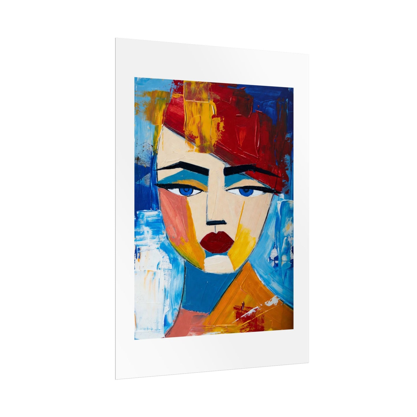 Abstract Colorful Face Poster - Modern Expressionist Rolled Art Print