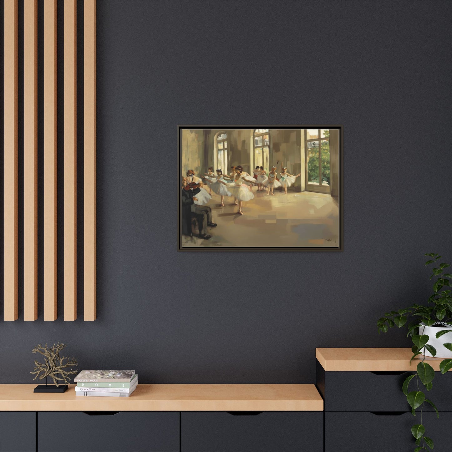 Framed Matte Canvas Print — Ballet Class Scene (Impressionist Dancers)