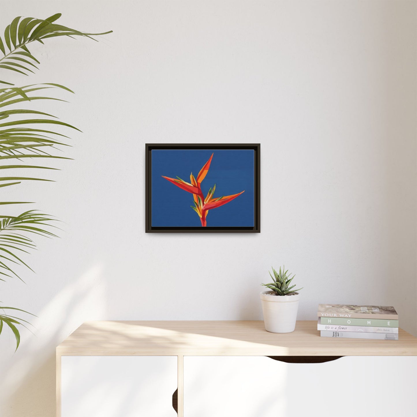 Framed Matte Canvas – Tropical Bird of Paradise Floral Wall Art
