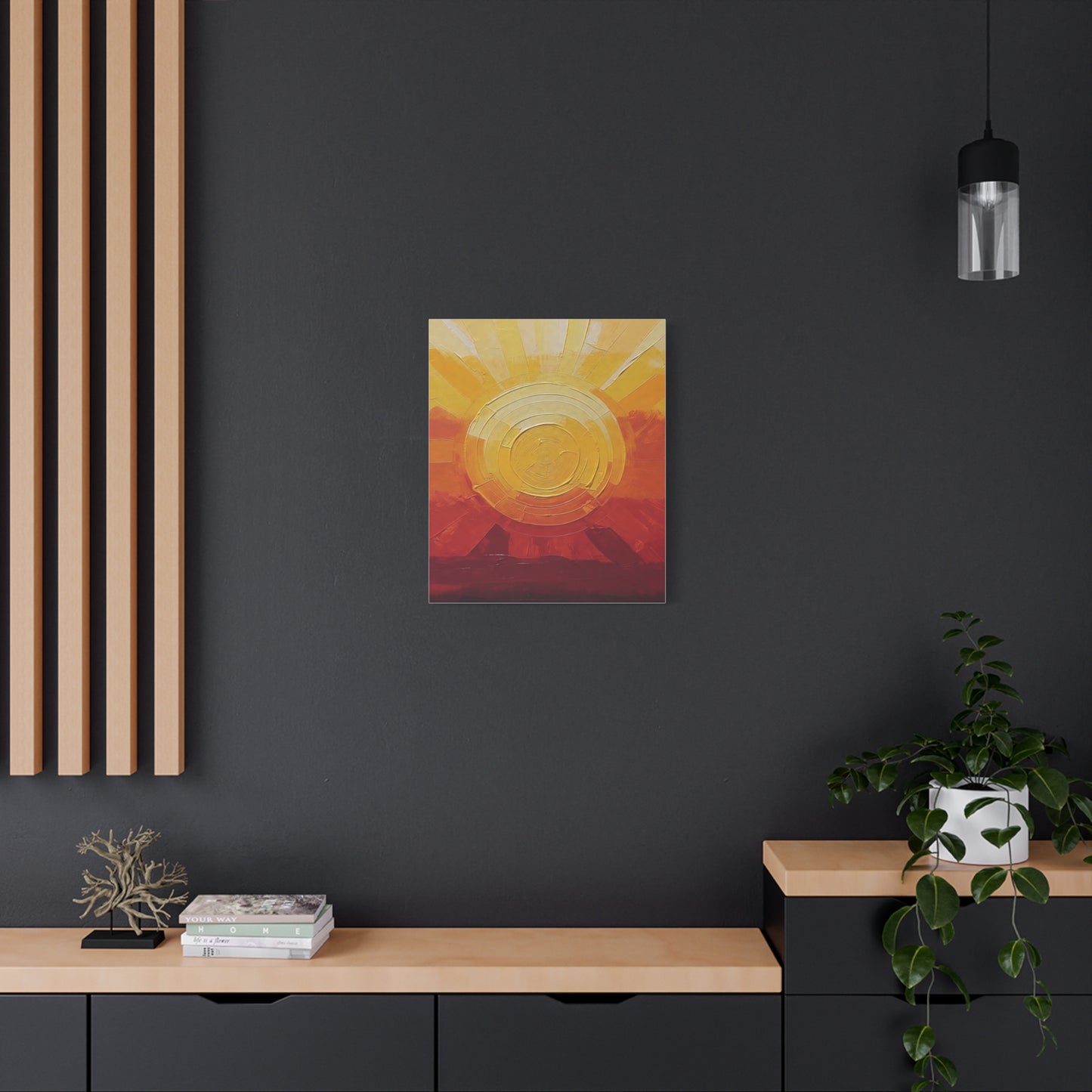 Abstract Sunrise Canvas Wall Art — Warm Sunrise Texture Matte Stretched Canvas