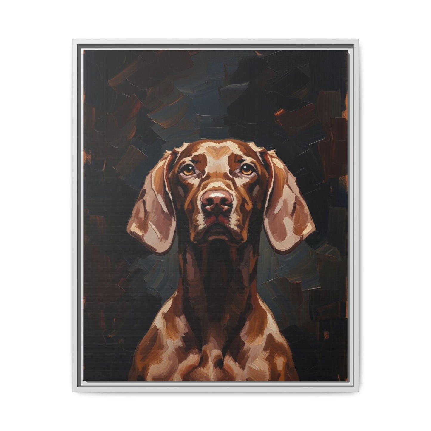 Framed Matte Canvas Dog Portrait – Brown Vizsla Wall Art