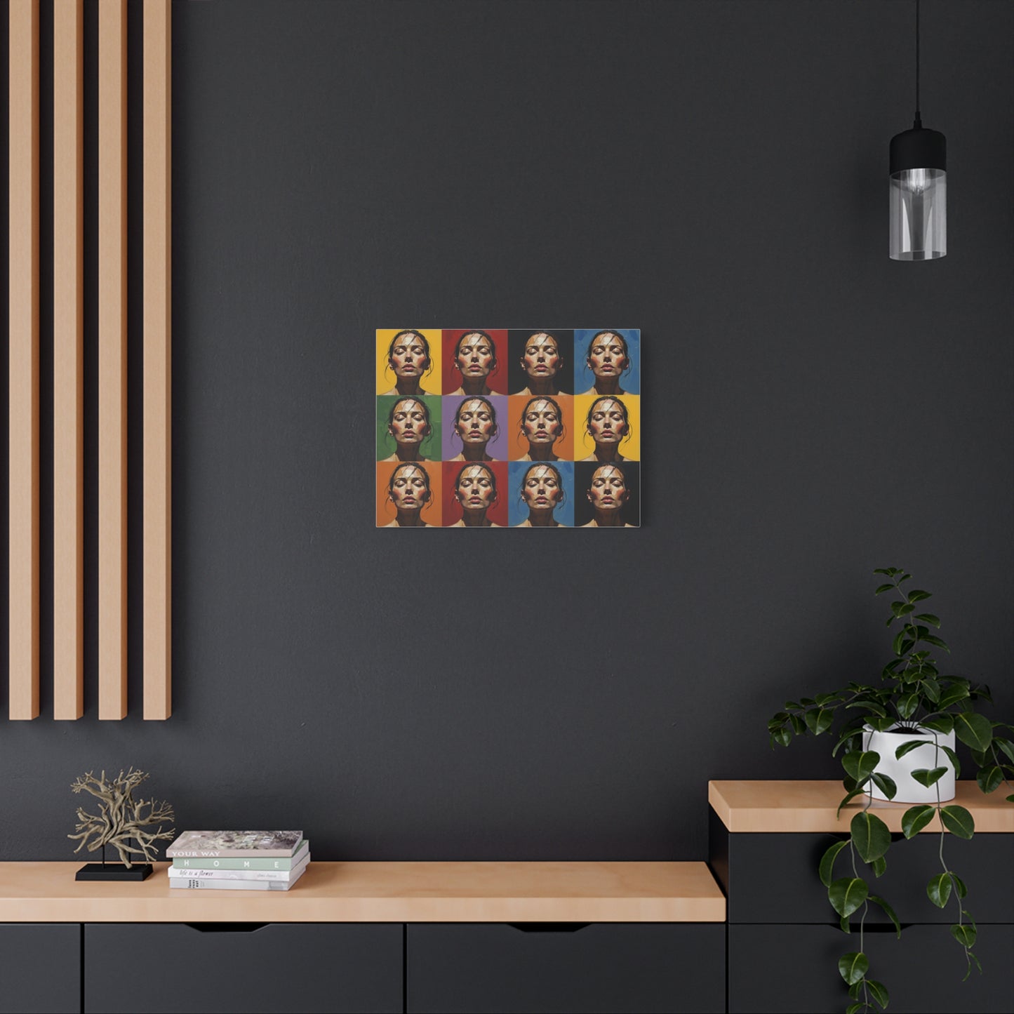 Pop Art Portrait Canvas - Color Grid Stretched Matte Wall Art
