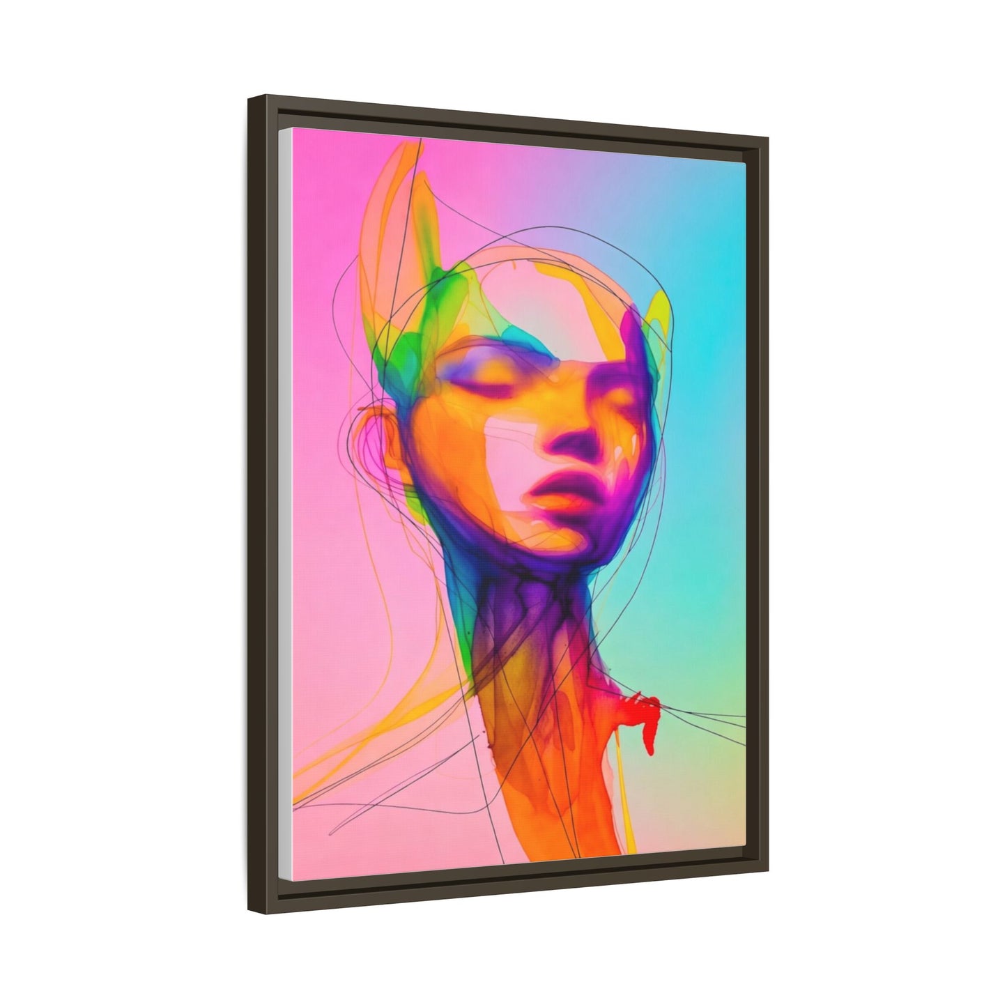 Framed Matte Canvas Art — Vibrant Abstract Portrait Wall Print