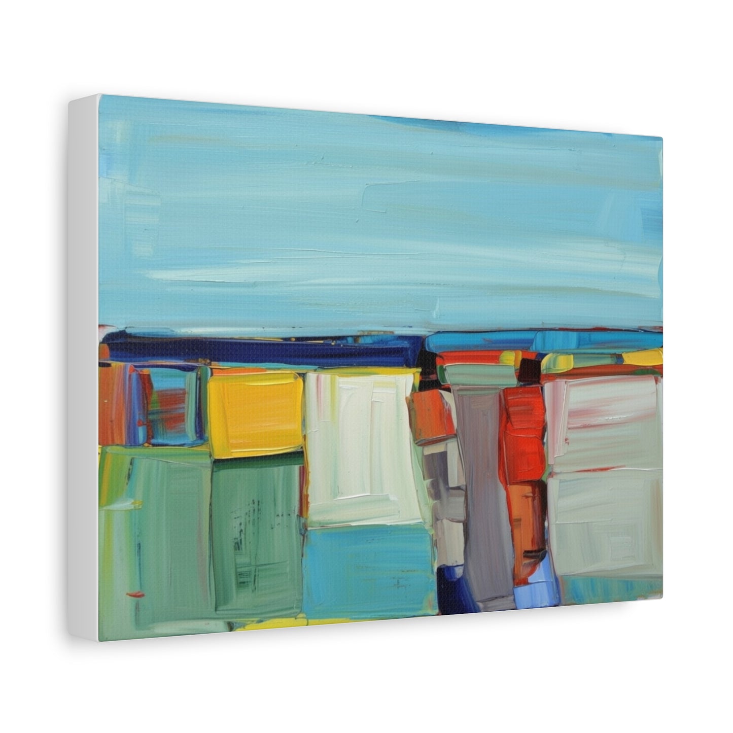 Abstract Coastal Landscape Canvas Print — Colorful Modern Seascape Wall Art