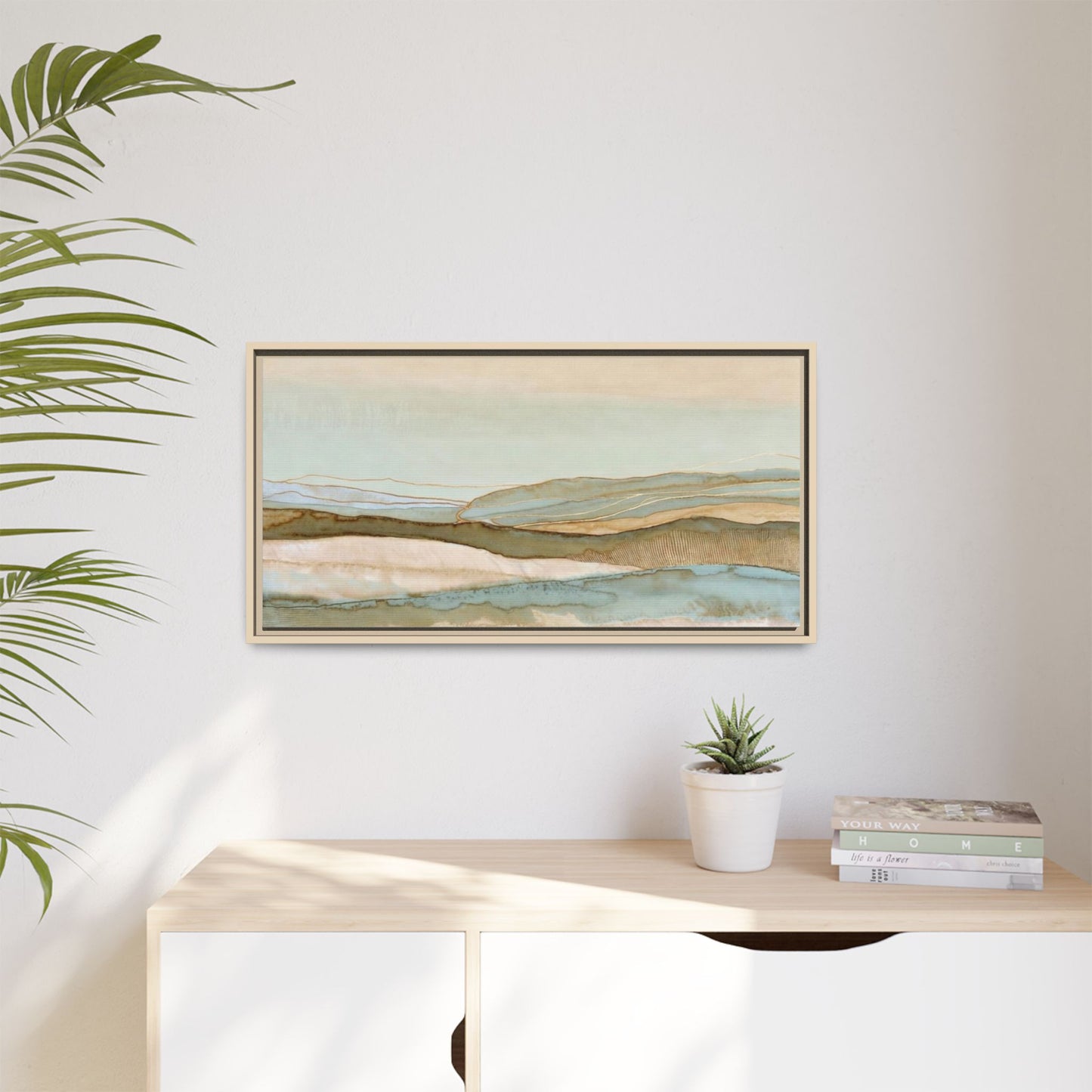 Framed Matte Canvas Coastal Abstract Landscape Wall Art