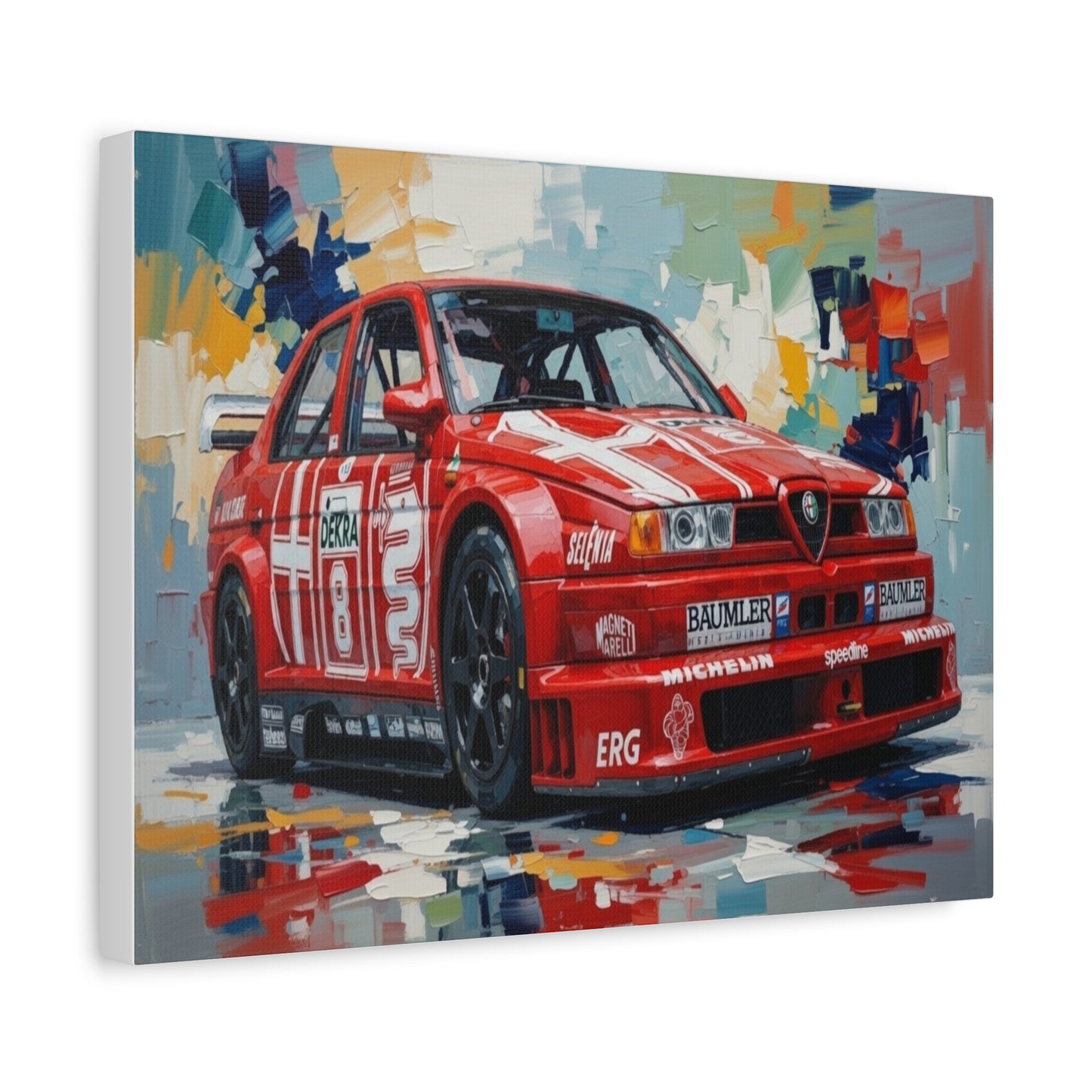 Racing Alfa Romeo Canvas Print — Red Race Car Stretched Wall Art