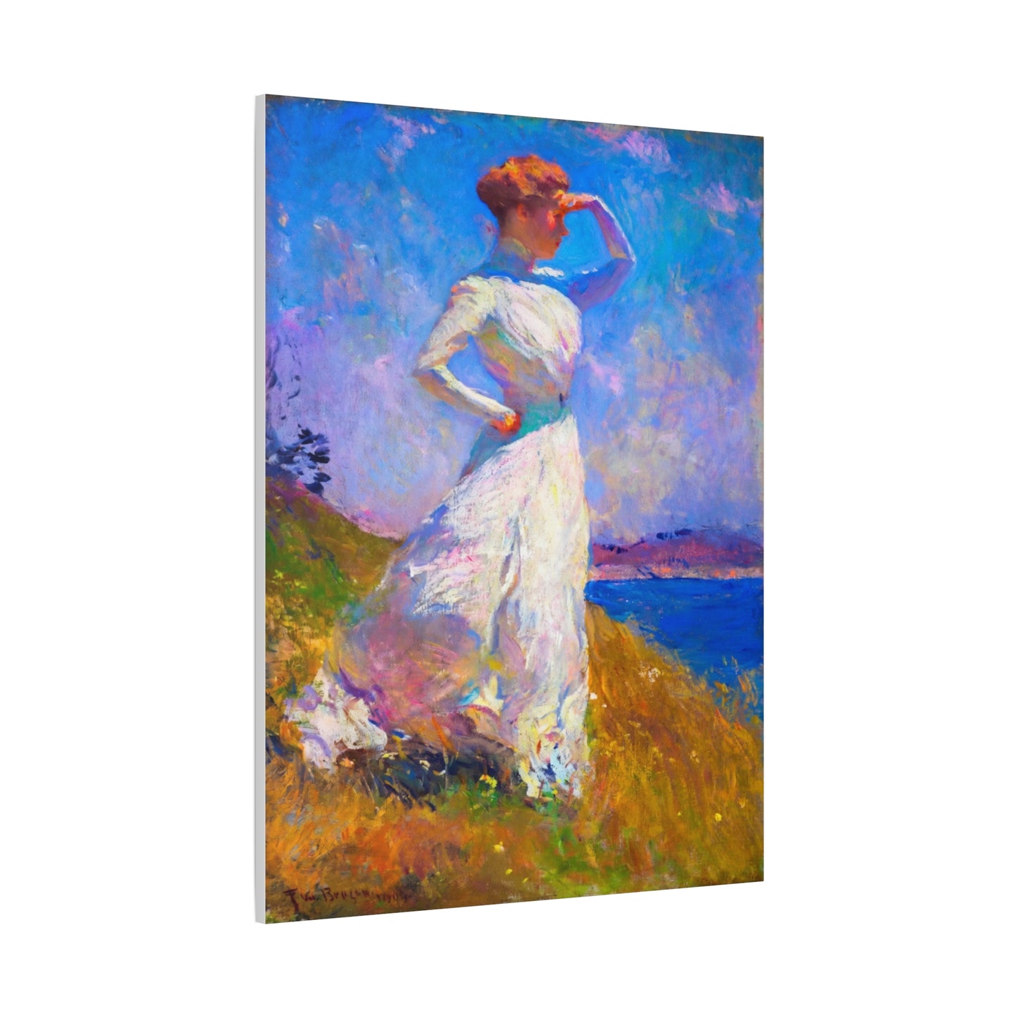 Impressionist Coastal Lady Matte Canvas Print — Stretched 1.25"